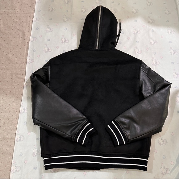 Givenchy Hooded Leather Baseball Jacket, Black - Picture 2 of 8